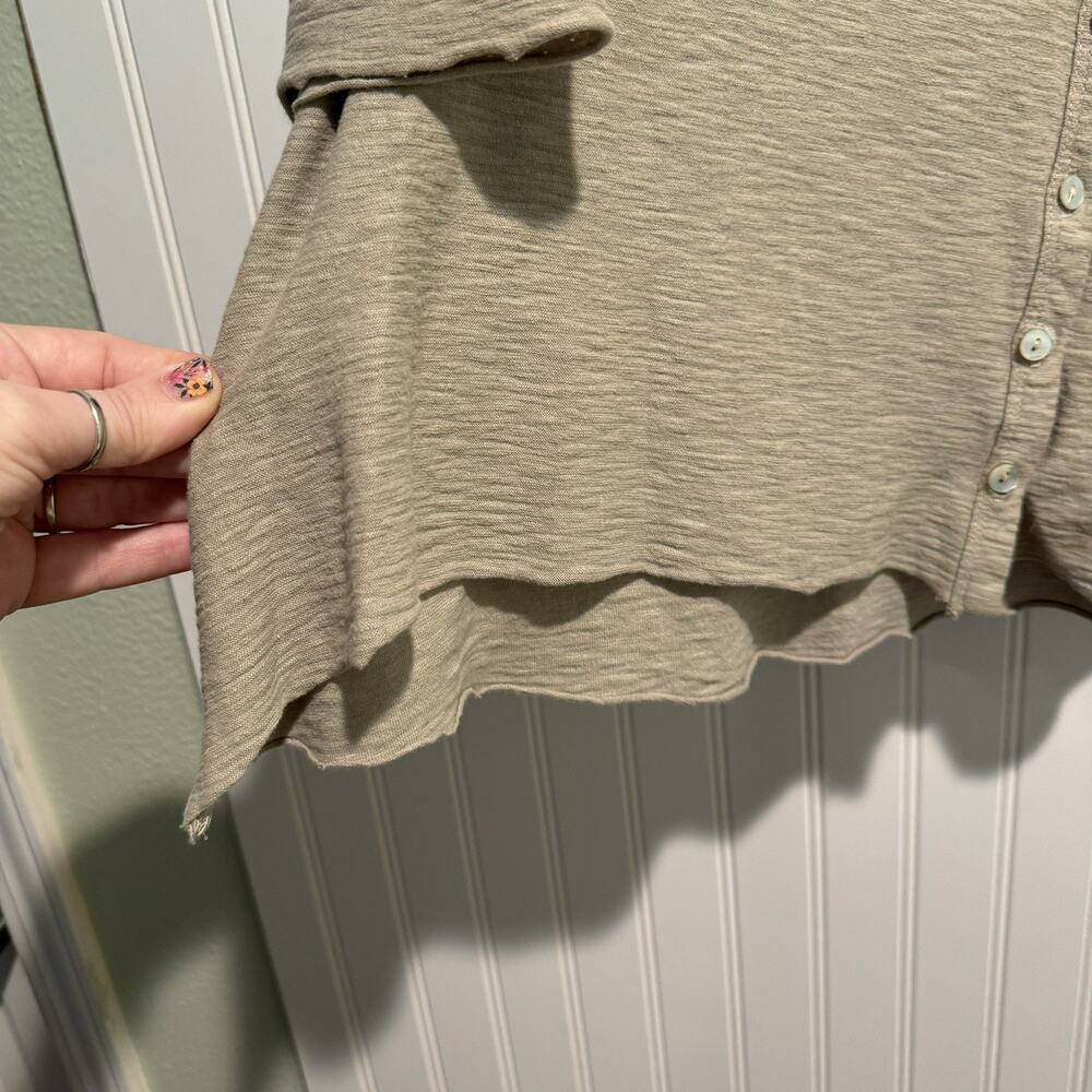 Cut Loose Taupe Cotton Linen Button Front Top Lagenlook Size Medium - Picture 2 of 6